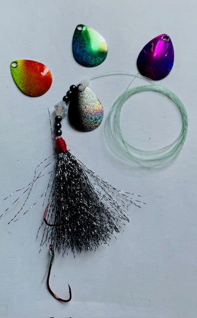 Salmon foil wrap Colorado 3.0 blade Tinsel spinner