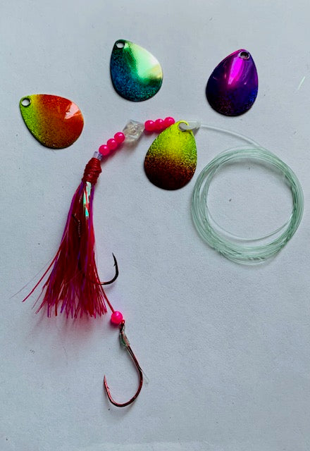 Salmon spinners 3.0 Colorado blade foil wrap squid with tensile
